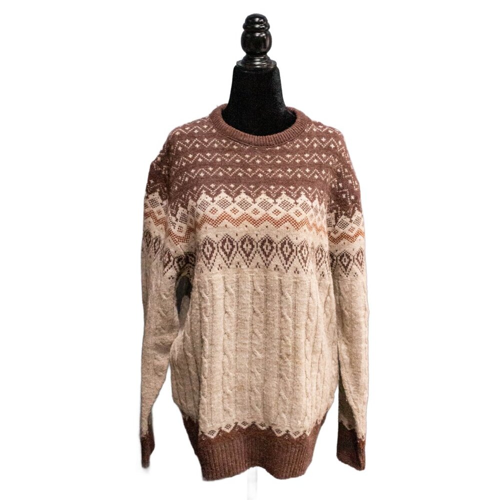 Wintuk Orlon Acrylic Brown Sweater, Size Large